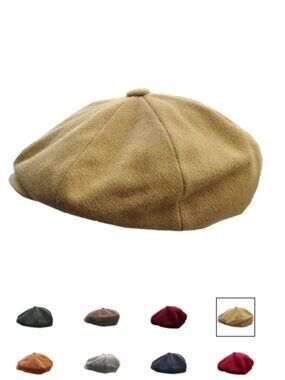 Classic Capas Melton wool newsboy cap - Camel color (Large; 59mm; 7 3/8)